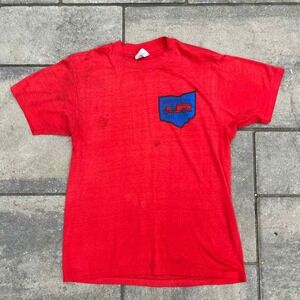 1970s ultra‎ thin bright red fire fighters tee carrolton ohio hanes 50/50
